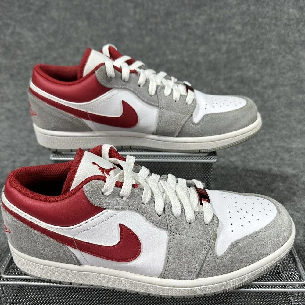 NIKE Air Jordan 1 Low SE Light Smoke Grey Gym Red Glitter Mens 8.5 Womens 10